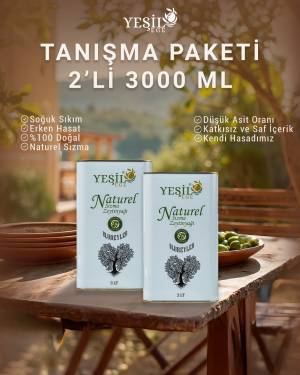 Yeşil Ege Erken Hasat Soğuk Sıkım Naturel Sızma Zeytintağı 3 litre 2li Tanışma Paketi