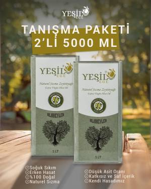 Yeşil Ege Erken Hasat Soğuk Sıkım Naturel Sızma Zeytintağı 5 litre 2li Tanışma Paketi