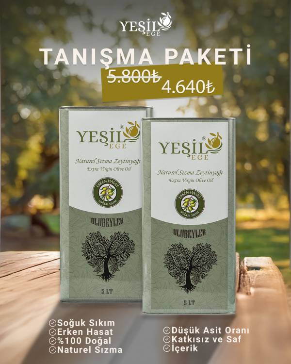 Yeşil Ege - Ayvalık Erken Hasat Soğuk Sıkım Zeytinyağı 5000 ML Tanışma Paketi 2'li