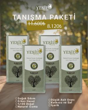 Yeşil Ege - Ayvalık Erken Hasat Soğuk Sıkım Zeytinyağı 5000 ML Tanışma Paketi 4'lü
