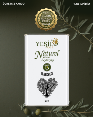 Yeşil Ege 3 litre erken hasat soğuk sıkım naturel sızma zeytinyağı